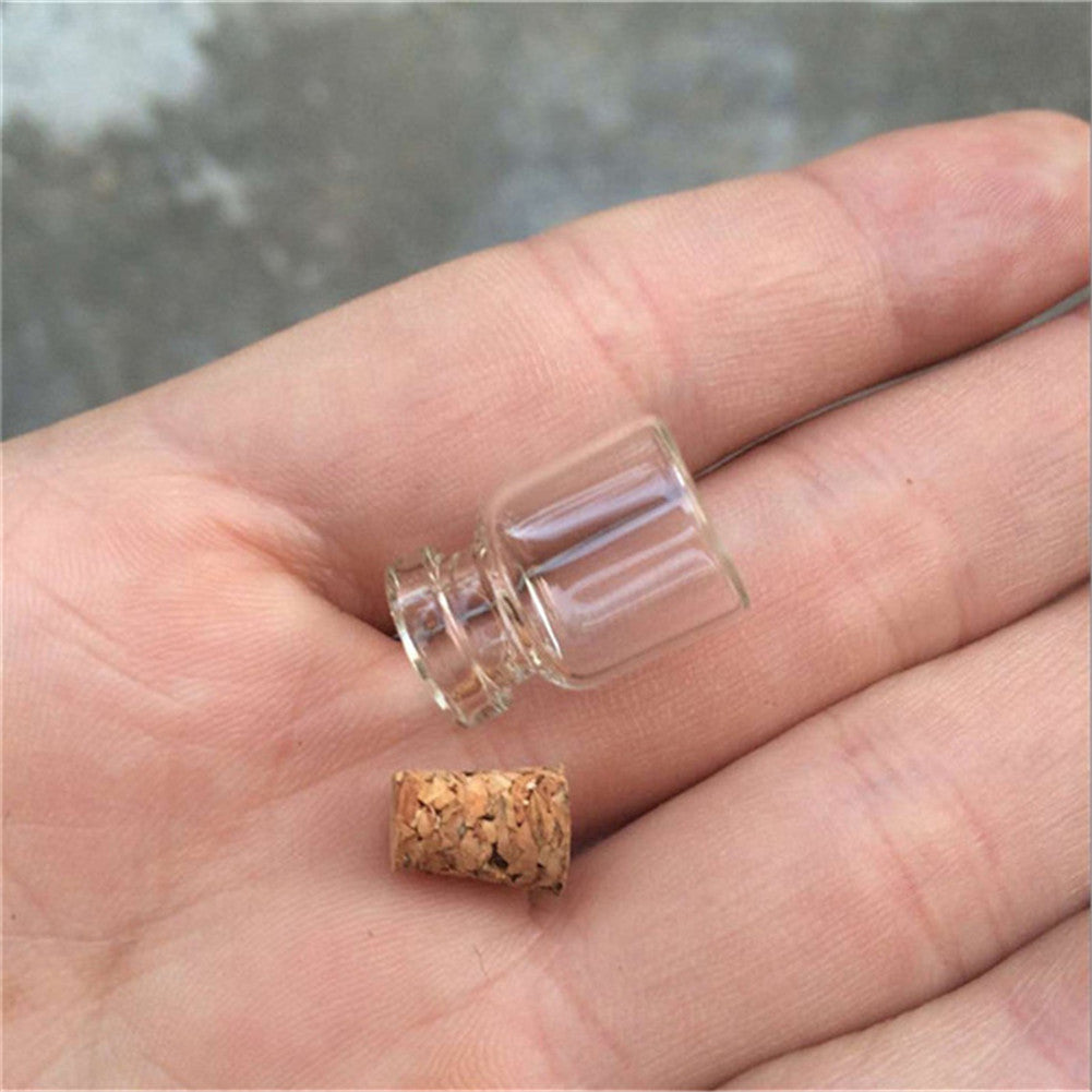 100 pcs 13x18x6 mm Mini Cute Glass Bottles With Corks DIY 0.6 ml Clear Transparent Empty Little Decorative Vials Pendants