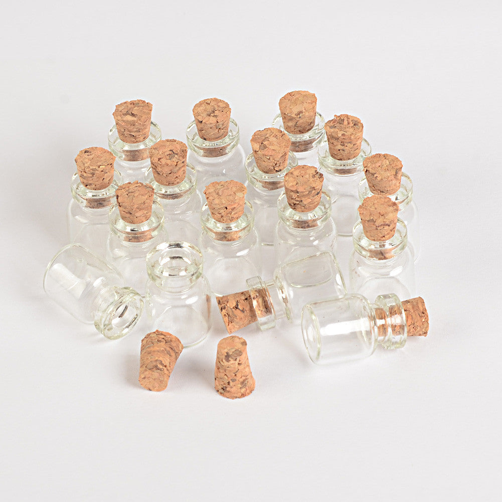 100 pcs 13x18x6 mm Mini Cute Glass Bottles With Corks DIY 0.6 ml Clear Transparent Empty Little Decorative Vials Pendants