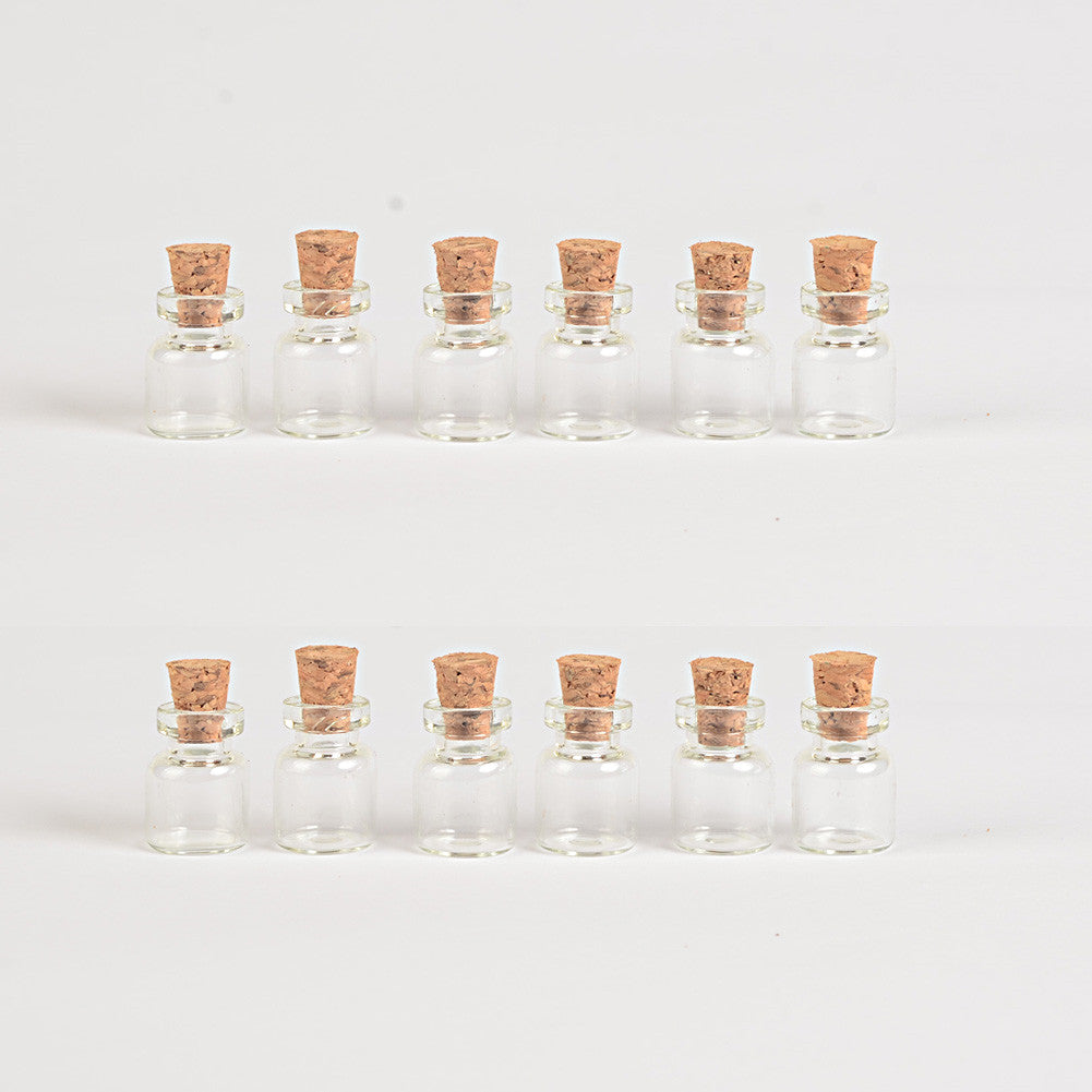 100 pcs 13x18x6 mm Mini Cute Glass Bottles With Corks DIY 0.6 ml Clear Transparent Empty Little Decorative Vials Pendants