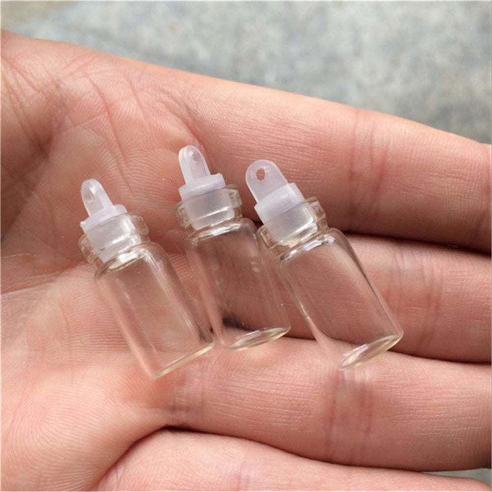 11*22*7mm 1ml Mini Transparent Clear Glass Bottles With Sealing Rubber Cover Empty Glass Vials Jars Wishes Bottles 100pcs/lot