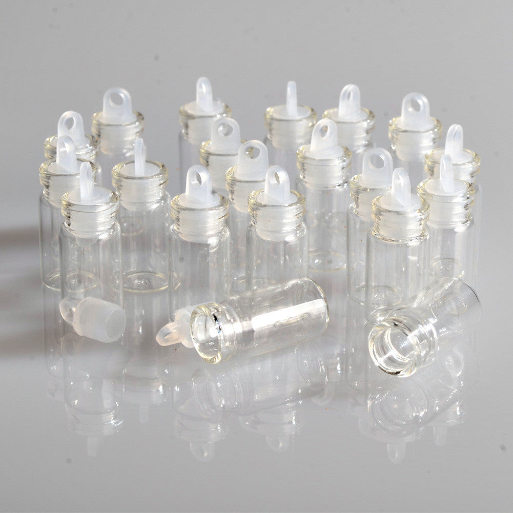 11*22*7mm 1ml Mini Transparent Clear Glass Bottles With Sealing Rubber Cover Empty Glass Vials Jars Wishes Bottles 100pcs/lot