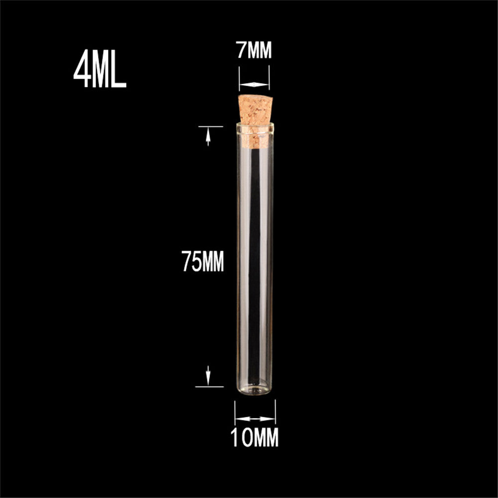 4ml 10x75mm Small Glass Test Tube Vials Jars With Corks Stopper Empty Glass Transparent Mason Jars Bottles 100pcs