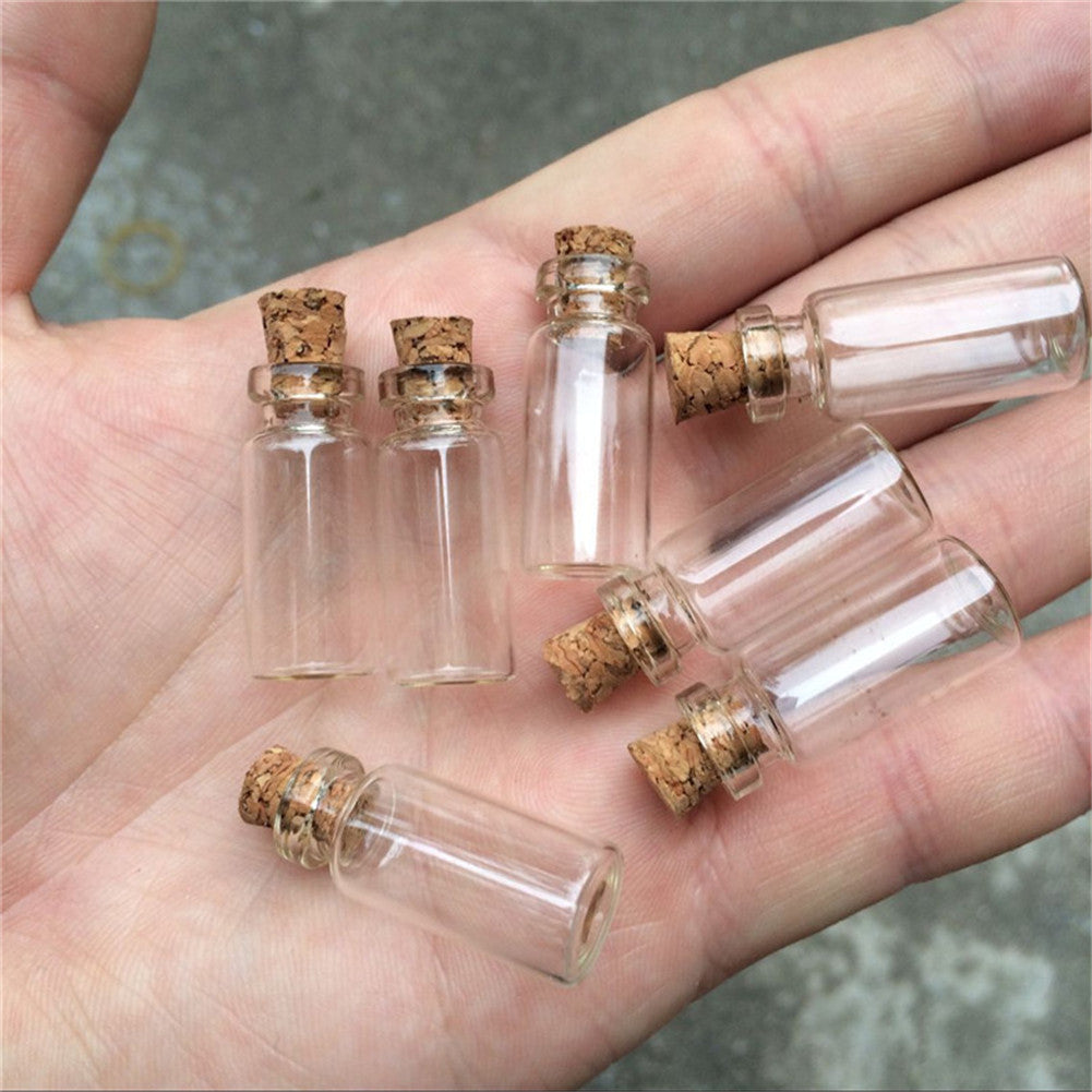 Small Glass Bottles With Corks Tiny Glass Vials Jars Transparent Clear Jars 1ml 2ml 5ml Wishing Bottles Wholesale 100 pcs