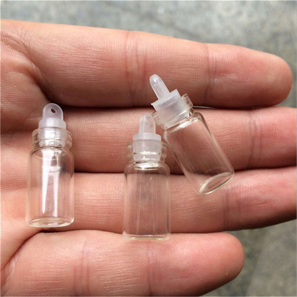 11*22*7mm 1ml Mini Transparent Clear Glass Bottles With Sealing Rubber Cover Empty Glass Vials Jars Wishes Bottles 100pcs/lot